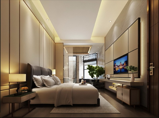 مجموعات أثاث غرفة نوم الفندق المعتمدة من SGS اللوح الأمامي ذو السرير المزدوج 1800 * 2000 مم