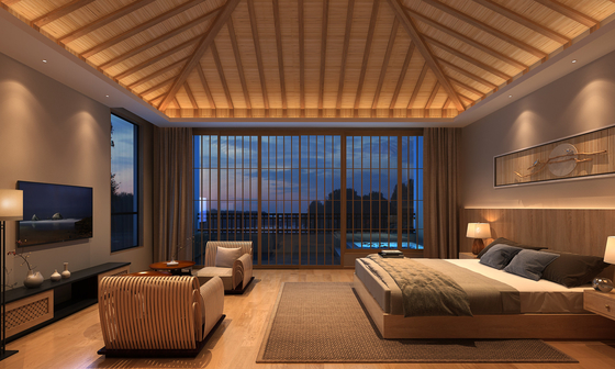 الموافقة على ISO9001 أثاث غرفة الضيوف بالفندق من خشب الساج سرير بحجم كينج حسب الطلب