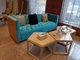 2200 * 900 * 800mm Gelaimei إطار خشبي أريكة معنقدة باللون الأزرق لغرفة المعيشة