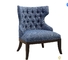 ODM خشبي أزرق كحلي نسيج تنجيد كرسي خشب صلب أرجل ISO18001 معتمد